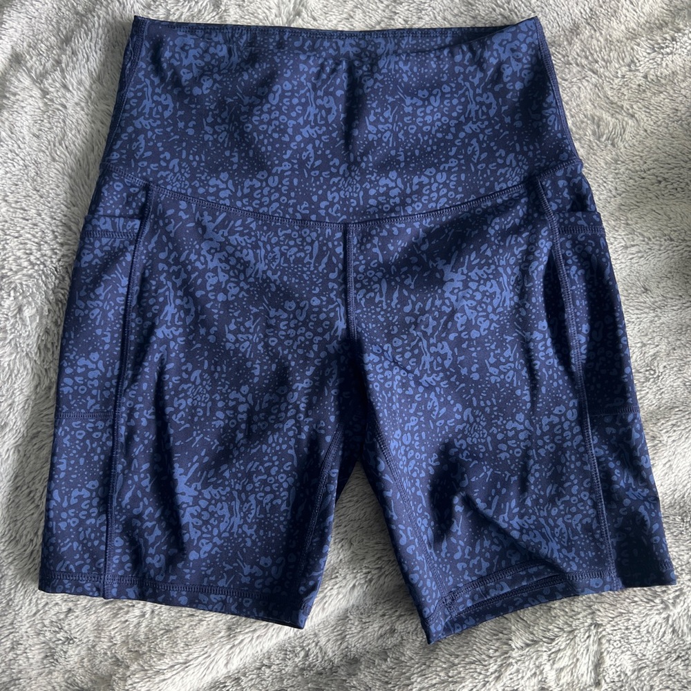 Navy Blue Athletic Shorts with Stretchy Moisture-Wicking Fabric